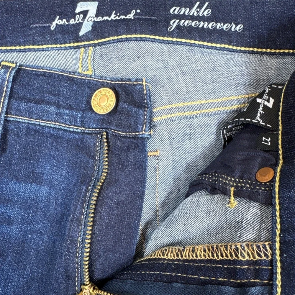 7 For All Mankind‎ Ankle Gwenevere Skinny Jeans Dark Wash Raw Hem Size 27